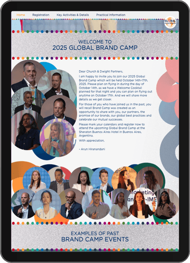 Brand Camp website displayed on tablet